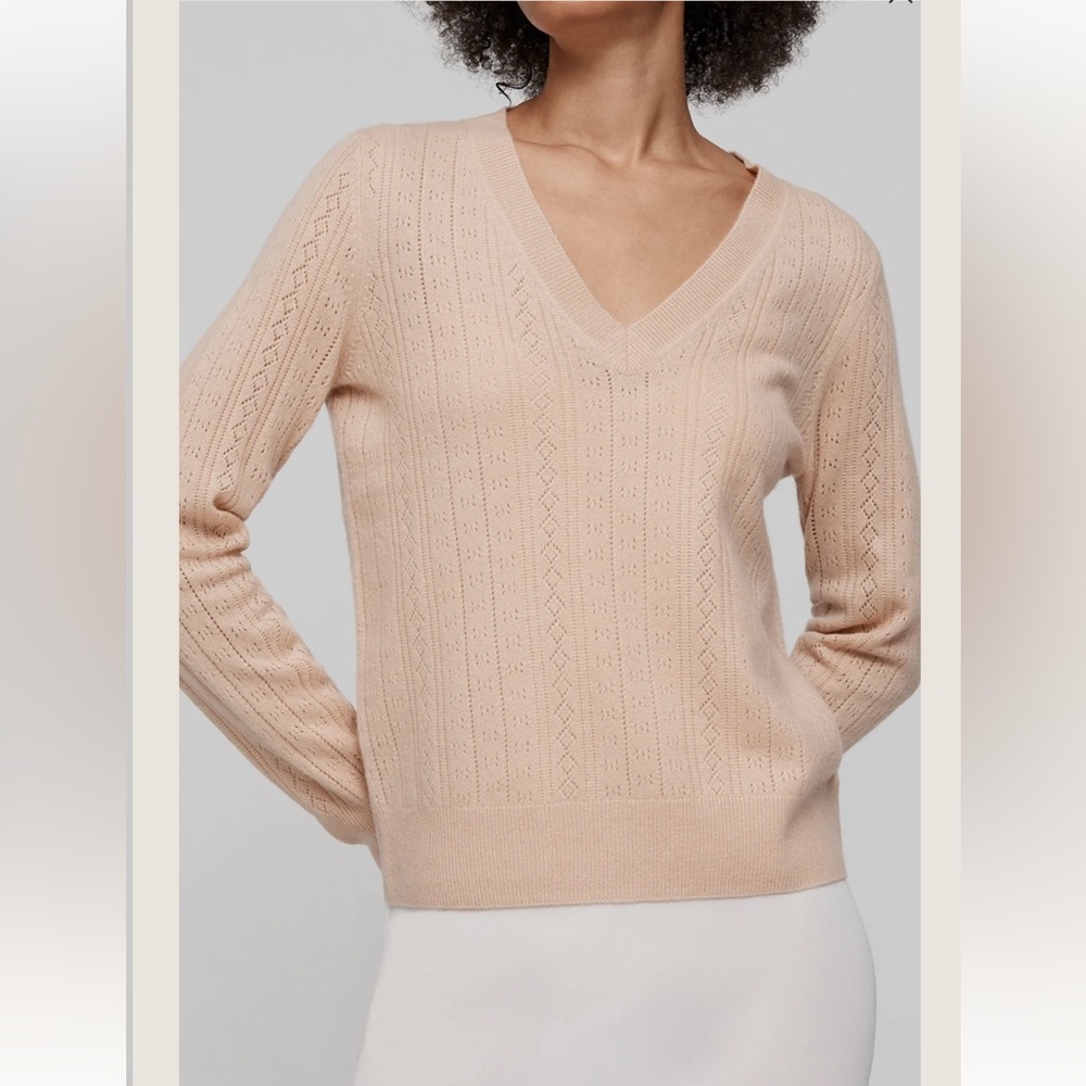 NWT NakedCashmere tan Clara v neck cashmere sweater